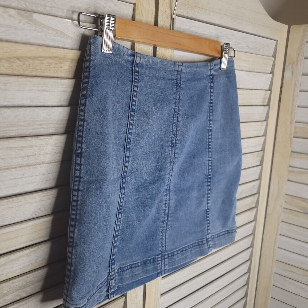 Free People Mini Skirt Blue Jeans Denim Womens Size 0 24 Waist FP